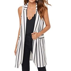 Lapel Open Front Sleeveless Vest Cardigan Blazer